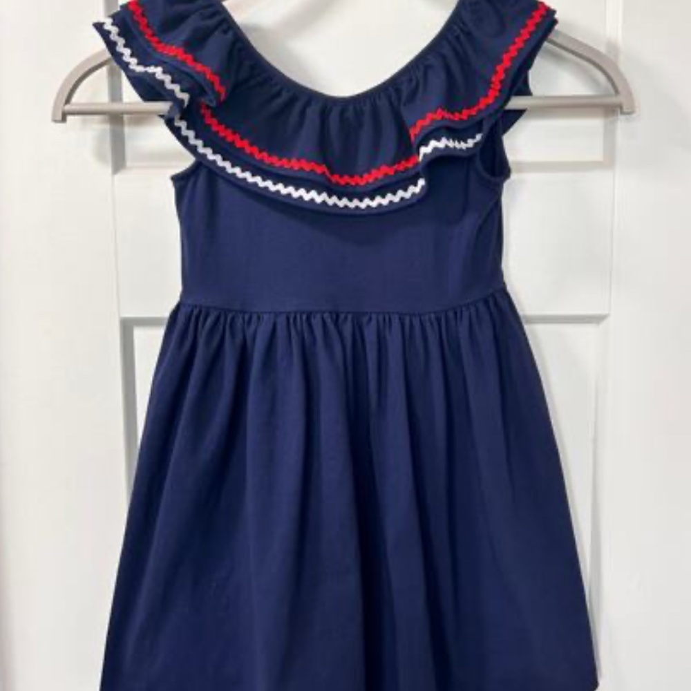 🎆 Janie and Jack size 2T merchant marine navy ruffle dress july 4th or memorial